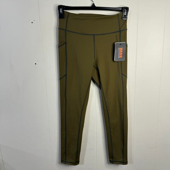 Bass Outdoor Womens Leggings Size XS Green Elastic Waist Side Pockets High Rise - Picture 1 of 11